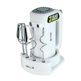 iBELL WHISK350 Electric Hand Mixer - 350W with 5 Speed Control, Stainless Steel Beaters & Dough Hooks for Baking, Whipping & Mixing (White)